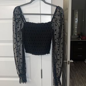 Black Long Sleeve Going out Top